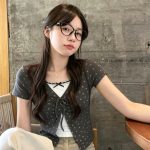 Sweet Faux-Layer Floral Lace Short Sleeve Top for Women