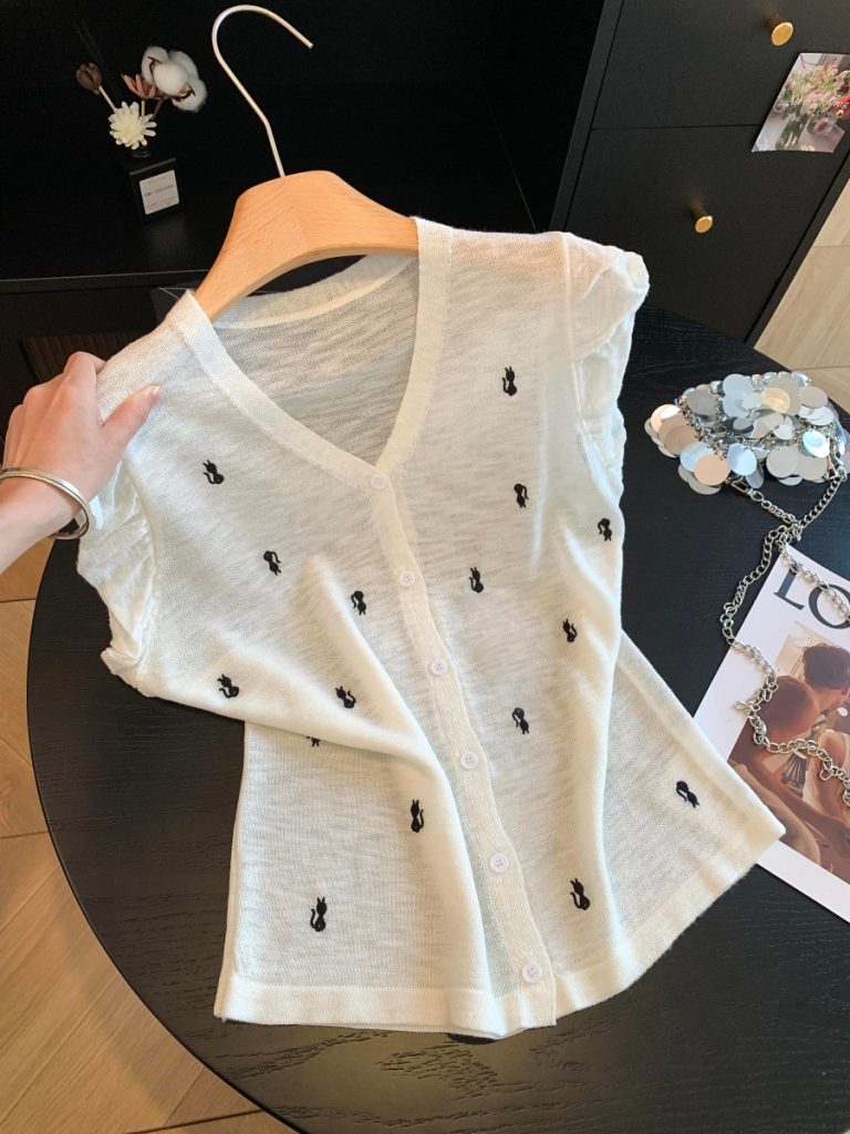 Women's Sleeveless Lace Knit Cardigan Vest Summer Embroidered Top